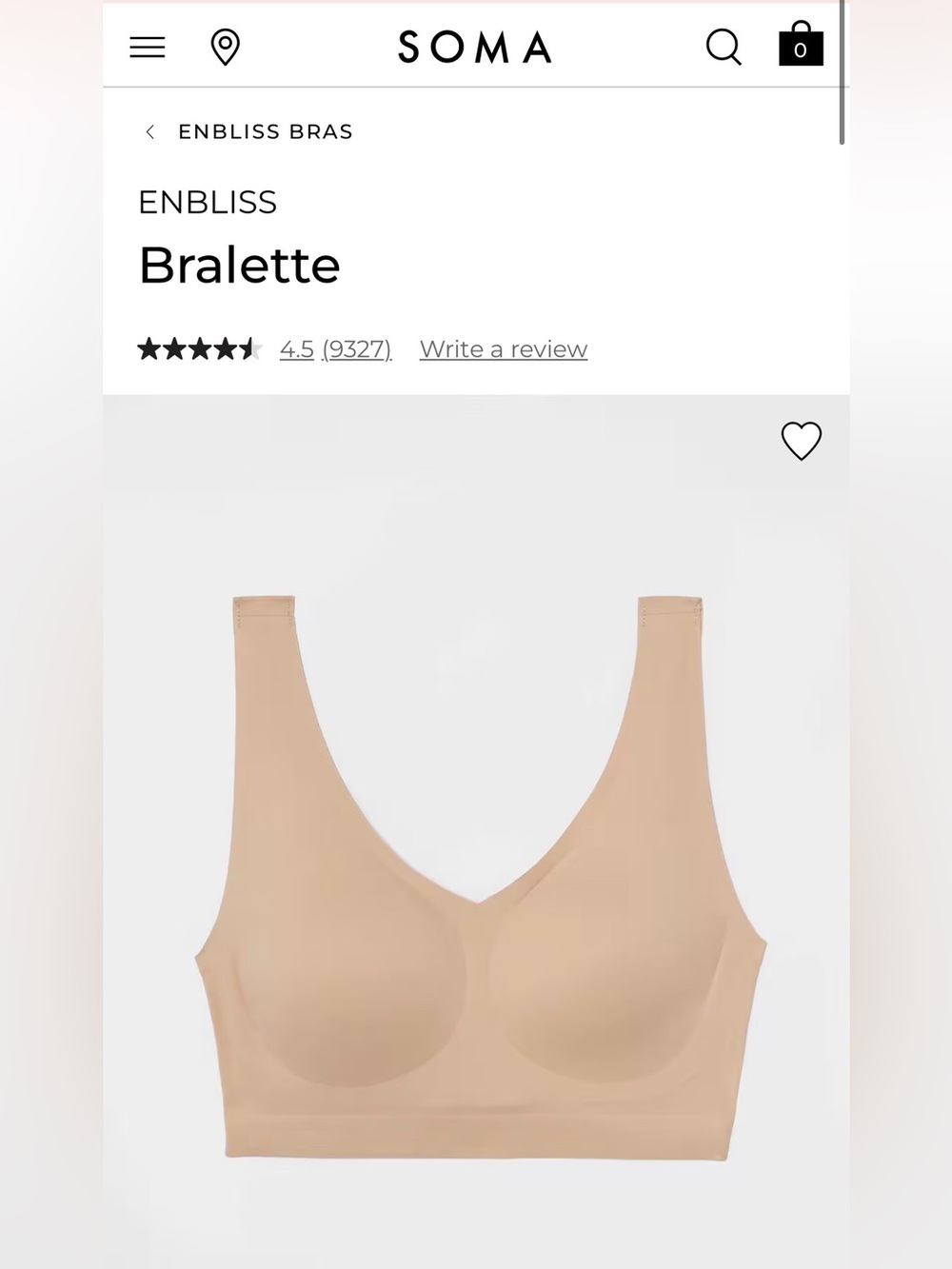 NWT Soma Enbliss Bralette in Warm Amber Size Small Nude Color Loungewear Bra